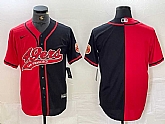 Men's San Francisco 49ers Blank Red Black White Blue Two Tone Stitched Baseball Jersey,baseball caps,new era cap wholesale,wholesale hats